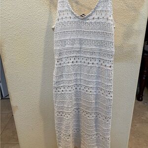 Freshman White Gray Sundress Sleeveless Scoop Neck